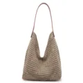 Stylish beige crochet hollow mesh shoulder bag with large capacity for summer beach - One Size / Khaki