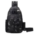 Dark camouflage waterproof fishing sling bag for lure rods and multi-functional outdoor gear - One Size / Dark Green Camouflage