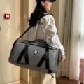 Large capacity grey gym bag for sports and travel with adjustable straps - One Size / Gray