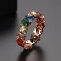 Anillo de eternidad chapado en oro rosa con vibrantes circonitas de colores del arcoíris - 9 / Anillo de Eternidad (T19I04) / Rosa oro