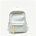 Mochila blanca linda estilo coreano con lazo amarillo y estampado floral para estudiantes - Amarillo