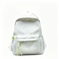 Mochila escolar blanca de estilo coreano con estampados de flores y lazos verde claro - Verde