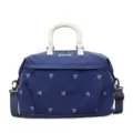 Navy blue fashionable large capacity women's travel duffle bag with bow embroidery - Blue