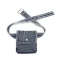 Cinturón de mezclilla con mini bolso, accesorio de moda urbana con hebilla y cierre a presión. - Talla única / Azul Vintage