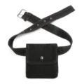 Cinturón de cintura de mezclilla negra chic con bolsa pequeña, accesorio de moda. - Talla única / Negro