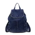Retro blue denim backpack with large capacity and drawstring closure for casual daily use. - One Size / Blue