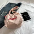 Elegante bolso tote rosa de gran capacidad con bordado Beach para viajes de verano - Estilo con Estampado de Letras / Talla única / Rosa