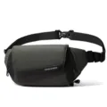 Techwear style men's crossbody chest bag in dark gray with adjustable strap - One Size / Green