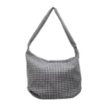 Black and white checkered nylon tote bag for women, casual and lightweight shoulder bag. - One Size / Black and White Plaid
