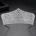 Luxury bridal tiara featuring shimmering marquise-cut cubic zirconia micro-paved in silver - Silver (F-2018122805)