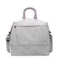 Large capacity lavender travel bag with cute bow embroidery and bottom shoe compartment - Gray