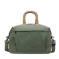 Large capacity green travel duffel bag with bow patterns and adjustable shoulder strap - Green