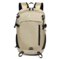 Lightweight khaki outdoor backpack with grid pattern for hiking, cycling, and travel - Off White