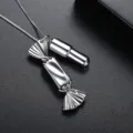 Creative silver candy and capsule pendant necklace with fine polished box chain finish. - Candy and Capsule Double Pendant Necklace / Silver (N20030102-Rh)