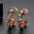 Vibrant multi-color marquise cubic zirconia C-shaped earrings in gold finish. - C-Shaped Colored Marquise Zirconia Style (E19122001-18K) / 18K Gold