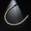 Elegant brass choker necklace with clear zirconia stones and black ribbon straps. - Gold-Tone Rectangular Zirconia Style (N17081039-K) / Gold
