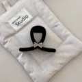 Sophisticated black flocked hair claw clip featuring a French vintage rhinestone bow - Hair Claw / Small Bowknot