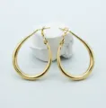 Elegant polished gold geometric teardrop oval hoop earrings for women, retro style - Small (4.8cm/3.3cm) / Gold