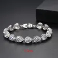 Elegante pulsera de plata AAA circonita cúbica forma de pera longitud 17cm mujer - Paquete de 17cm / Blanco