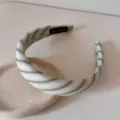 Serre-tête rembourré à rayures pour effet volumineux, cerceau en tissu vert menthe fait main. - Bandeau Sergé Vert Café / 3cm