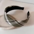 Serre-tête rembourré élégant à carreaux vert olive pour un volume de cheveux accru - Bandeau Plaid Vert Foncé / 4cm