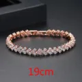Elegante pulsera tenis de 19 cm en oro rosa con doble hilera de circonitas brillantes - 19cm / Rosa oro