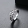 Elegant silver color ring with large sparkling cubic zirconia for wedding and banquet - 6 / Clear Stone