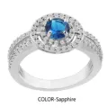 Elegante anillo de cristal azul zafiro con circonitas blancas micro-pavé - 6 / Piedra Azul