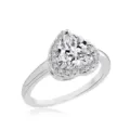 Elegante anillo de boda con circonita en forma de corazón y engaste micro-pavé para mujer - 6.5 / Transparente