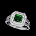 Elegante anillo de circón verde esmeralda cuadrado con doble halo pavé para mujer. - Talla 9 / Verde