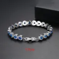 Pulsera elegante de corazones de circón azul en cobre plateado, longitud de 17 cm SKU - 17cm / Sapphire Blue