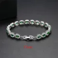 Elegante pulsera de plata con circonitas ovaladas verdes y 17 cm de longitud para mujer - 17cm / Verde