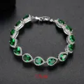 Pulsera de plata con circonitas en forma de gota verde esmeralda y pavé micro, 17 cm - Paquete de 17cm / Verde esmeralda
