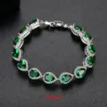 Elegante pulsera de 19 cm con circonitas verdes en forma de gota y acabado plata - 19cm装 / Verde esmeralda