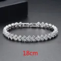 Elegante pulsera tenis de circonita plateada de 18cm para mujer, joyería de moda - 18cm / Oro blanco