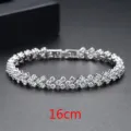 Elegante pulsera de circonita plateada para mujer, longitud de 16 cm, regalo joyeria. - 16cm / Oro blanco