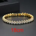 Elegante pulsera bañada en oro de 18 cm con brillantes piedras de circonita cúbica - 18cm / Chapado en oro 18K