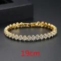 Elegante pulsera de corazón romano de 19 cm en oro con circonitas cúbicas claras - 19cm / Chapado en oro 18K