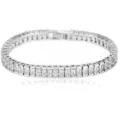 Elegant silver-plated tennis bracelet with sparkling rectangular cubic zirconia - 19cm / White Gold