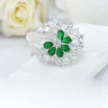 Elegant green and white flower brooch with sparkling cubic zirconia stones - Green Petal Style (X15051305-Gn)