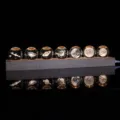 Set of seven 3D laser engraved planetary crystal balls on a warm LED wooden base - Galaxy Theme Set (7 Balls) / Base 31x5.8x2.4cm Ball 40mm