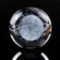 Macro detail of laser-engraved galaxy inside a crystal ball night light ornament - Single Ball (Starry Walk) / 40mm Ball With Warm Light Base