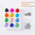 Set de 12 bolas de cristal multicolor de 20 mm con accesorios metálicos para colgar - Juego mixto de 12 colores / Juego de Bolas 20mm