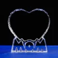 Heart-shaped crystal desk ornament with MOM base for Mother's Day gift-giving. - Heart Memorial Design (LOVE Engraving)