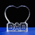 Creative heart-shaped crystal ornament plaque with DAD base for personalized Father's Day gift - Heart Memorial Design (DAD Engraving)