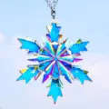 Exquisite iridescent blue crystal snowflake car hanging ornament with a 2023 year tag - Rainbow