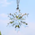 Sparkling crystal snowflake car hanging ornament with 2023 year tag and clear beaded chain - Clear
