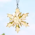 Elegant amber crystal snowflake car rear view mirror hanging ornament with 2023 charm - Champagne