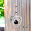 Angel wings sun catcher pendant with black faceted crystal for car and home decor - Black