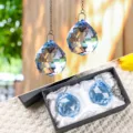 40mm blaue AB Kristallkugel Prisma Sonnenfänger Anhänger in Premium Geschenkbox - Einzelstück / Transparent